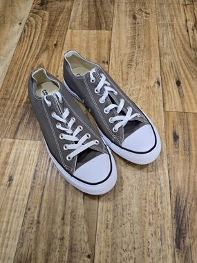 Converse Low-Top Canvas Sneakers in Gray with White Accents